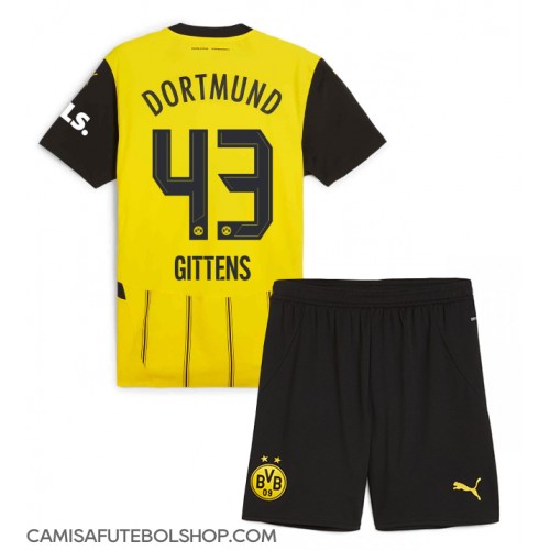 Camisa de time de futebol Borussia Dortmund Jamie Bynoe-Gittens #43 Replicas 1º Equipamento Infantil 2024-25 Manga Curta (+ Calças curtas)